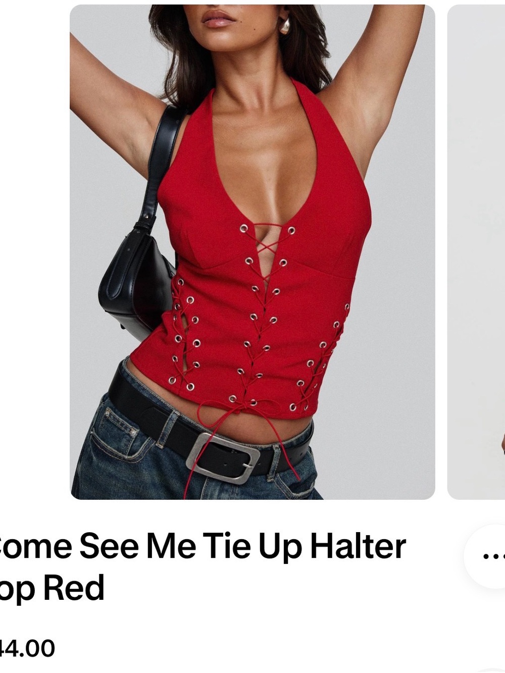 Princess Polly Red Lace-Up Halter Top - Women